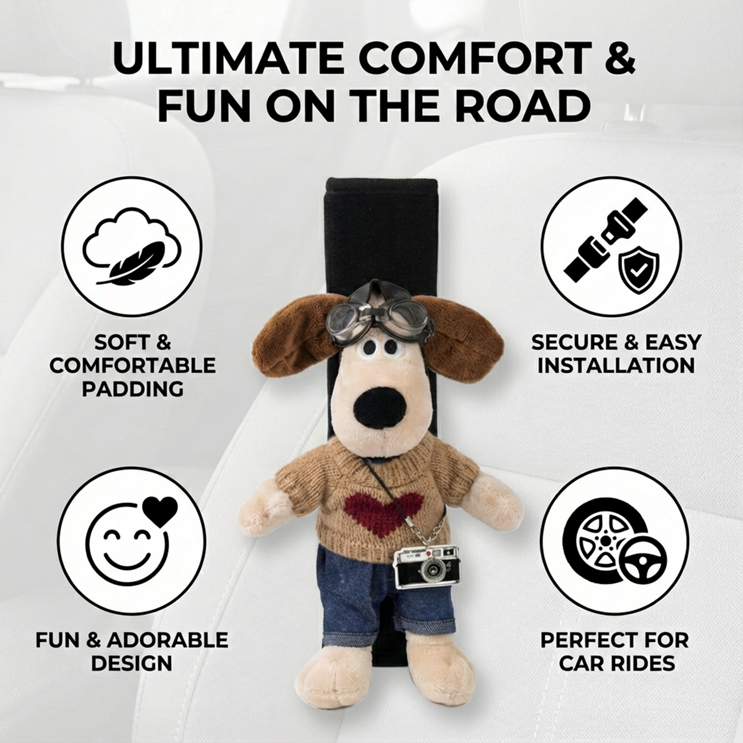 Joykey 2 PCS Animal Dog Seatbelt Covers(Love Dog 2PCS)
