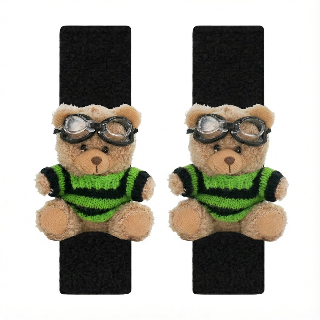 JoyKey Cute Bear Plush Seat Belt Strap Cover(2PC))