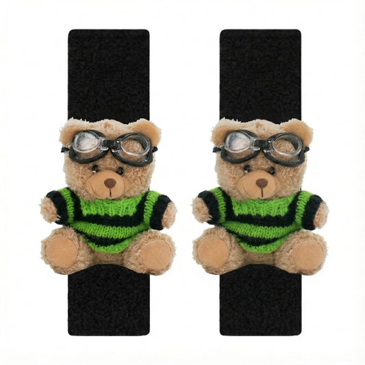JoyKey Cute Bear Plush Seat Belt Strap Cover(2PC))