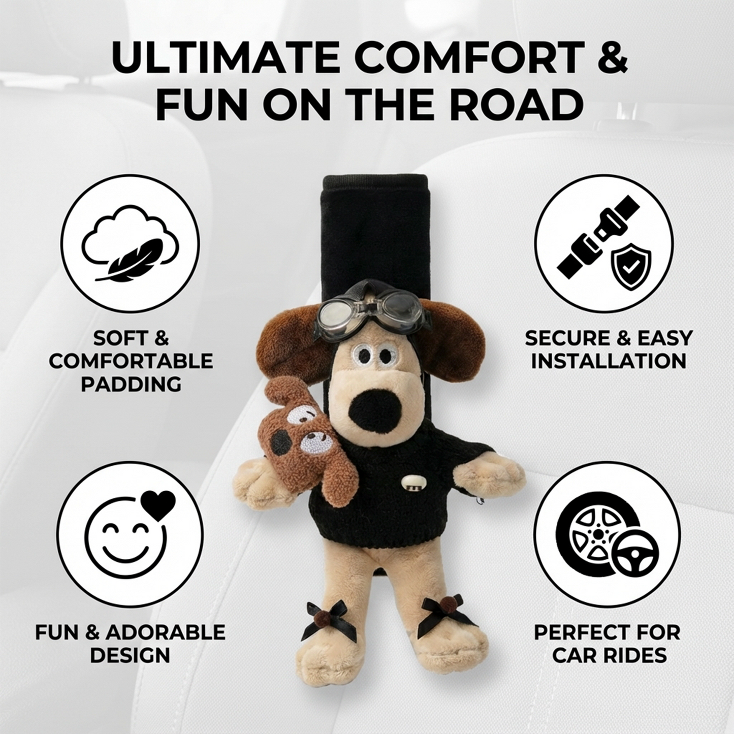 Joykey 2 PCS Animal Dog Seatbelt Covers(Trendy Dog 2 PCS)