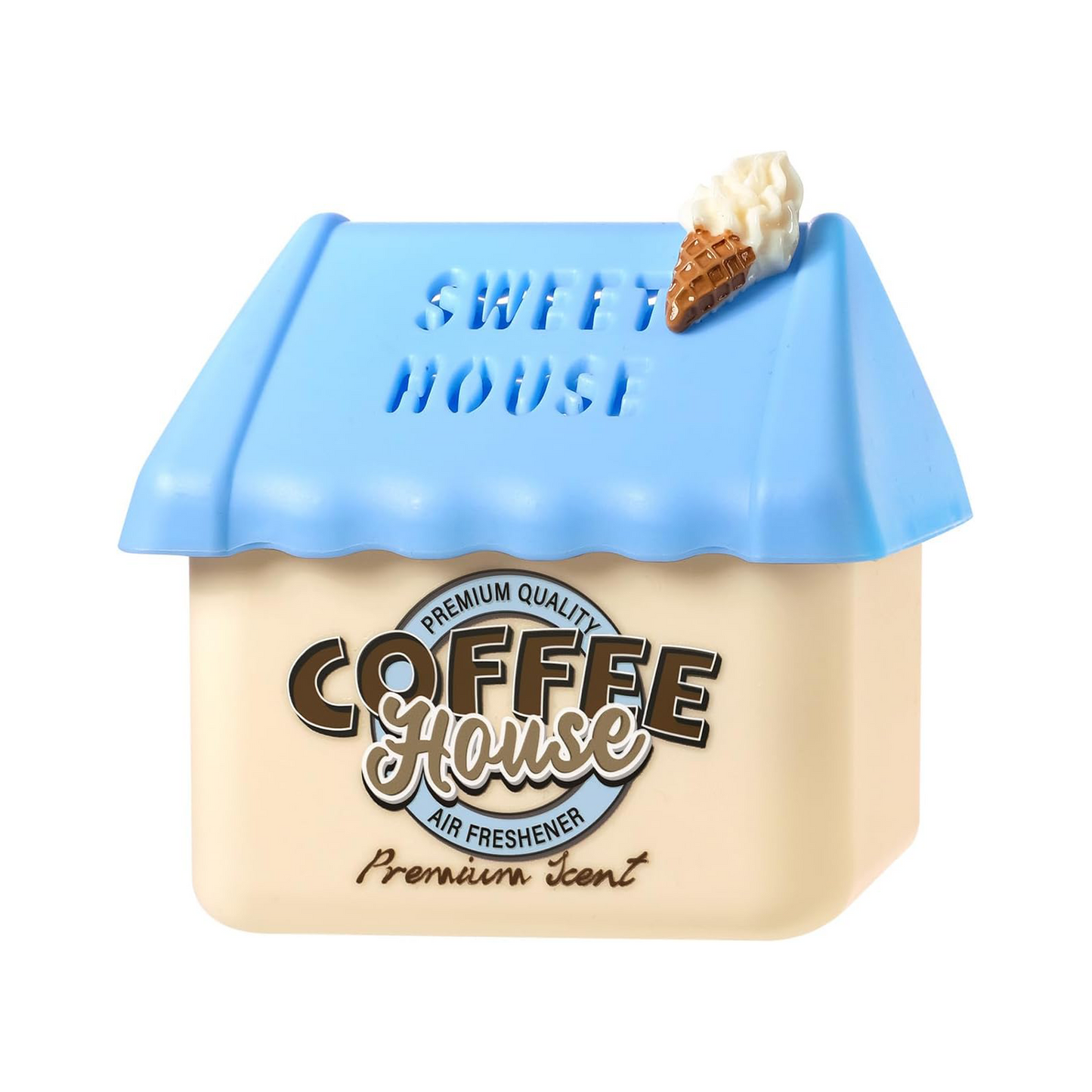 Premium Scented Gel Air Fresheners, Decorative House Shape, Multiple Fragrances, Donut, Ice Cream, Sweet Bakery, Coffee Scents for Car, Home (Blue Coffee)