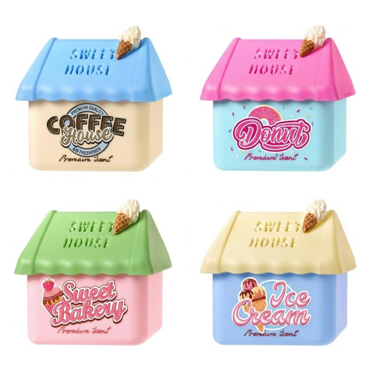 Premium Scented Gel Air Fresheners, Decorative House Shape, Multiple Fragrances, Donut, Ice Cream, Sweet Bakery, Coffee Scents for Car, Home (All Cottage)