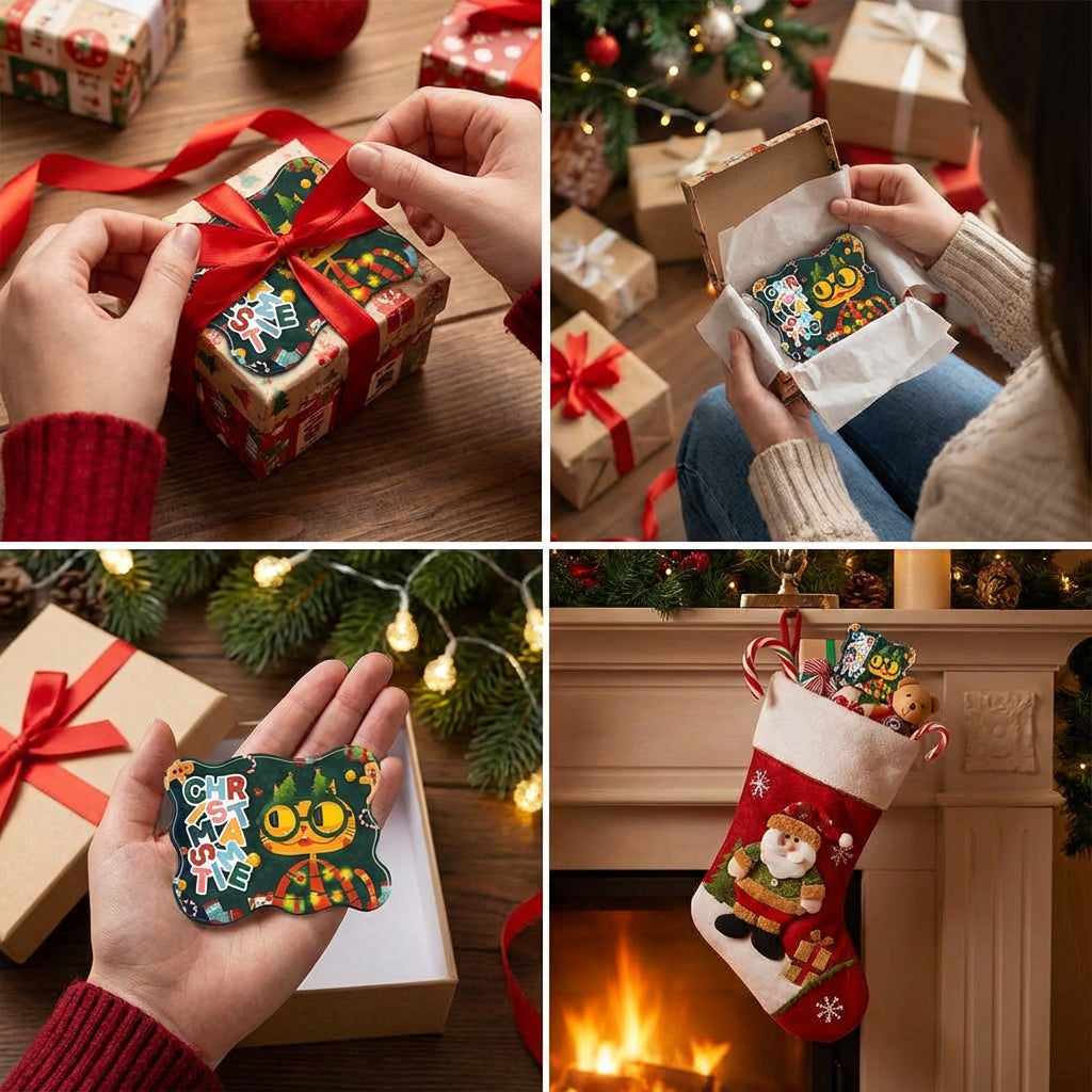 Christmas Orange Cat Fridge Magnet