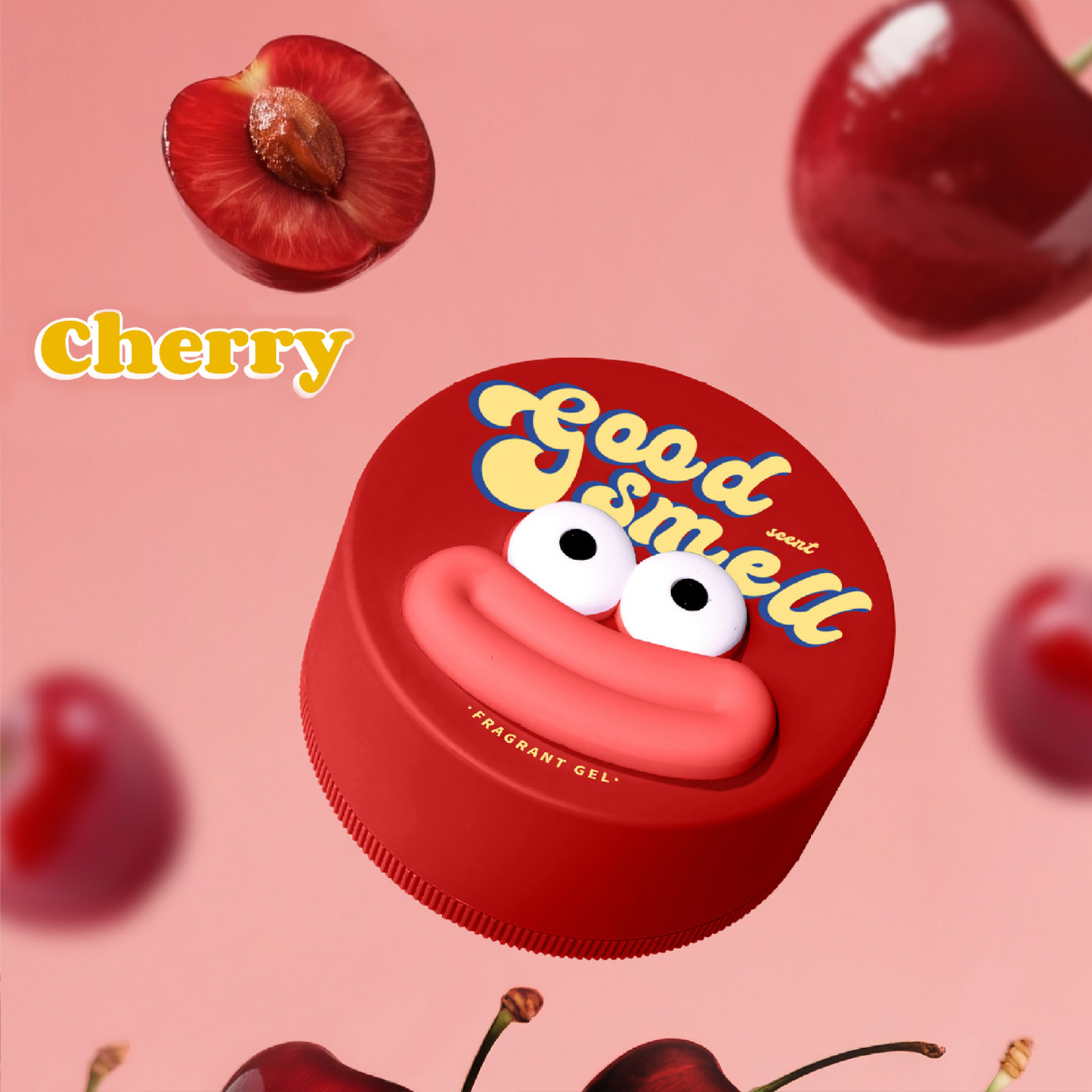 Solid Gel Air Freshener with Fun Cartoon Designs, Suitable for Homes, Bathrooms, Kitchens, Pet Areas, Boats, RVs, and Cars, Eliminating Odors (Red, Cherry)