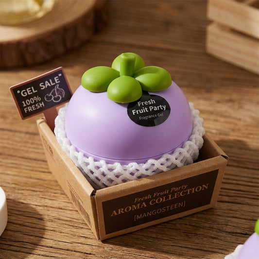 Fruit Party Fragrance Gel Air Freshener, Fruit-Shaped Containers, Home and Car Deodorizer (Purple Mangosteen)