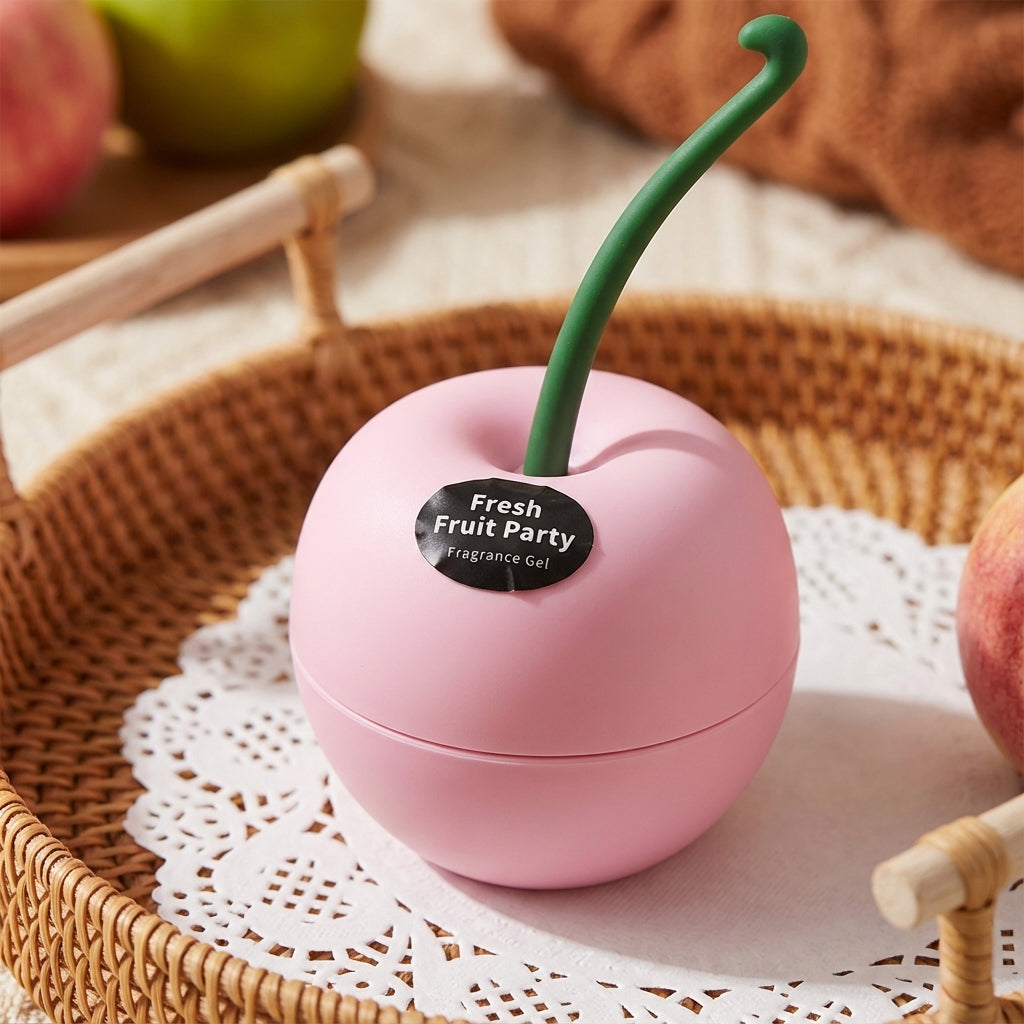 Fruit Party Fragrance Gel Air Freshener, Fruit-Shaped Containers, Home and Car Deodorizer (Pink Cherry)