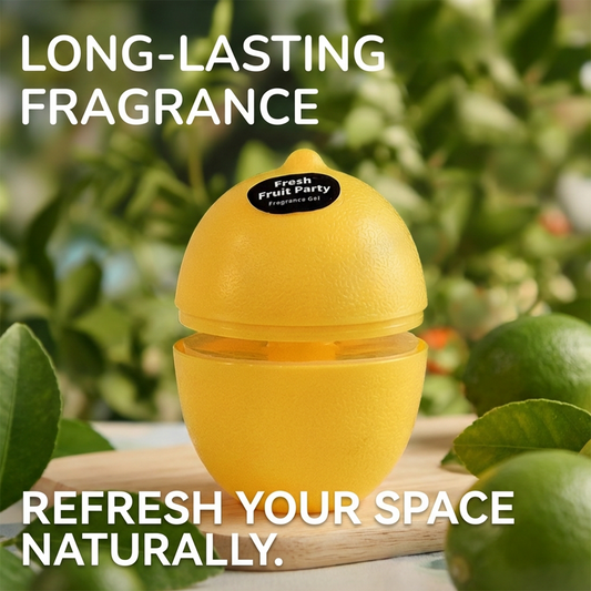 Fruit Party Fragrance Gel Air Freshener, Fruit-Shaped Containers, Home and Car Deodorizer (Yellow lemon)