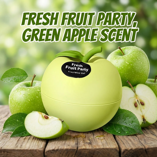 Fruit Party Fragrance Gel Air Freshener, Fruit-Shaped Containers, Home and Car Deodorizer (Green Apple)