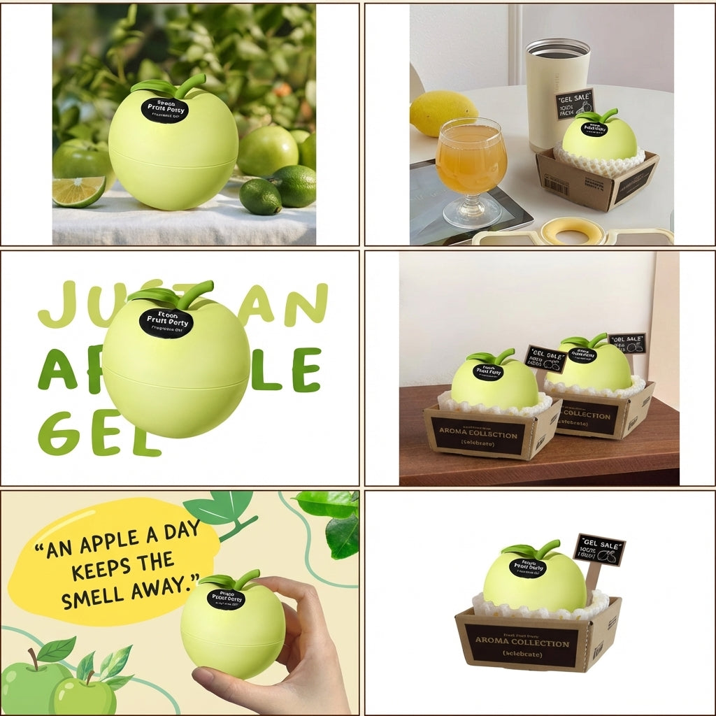 Fruit Party Fragrance Gel Air Freshener, Fruit-Shaped Containers, Home and Car Deodorizer (4 Colors)