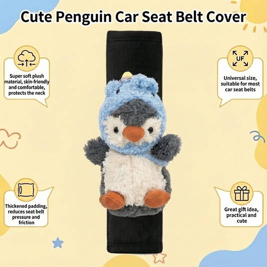 Joykey Cute Kawaii 2 PCS Penguin Seat Belt Cover Pad(Blue Elephant - 2 PCS)