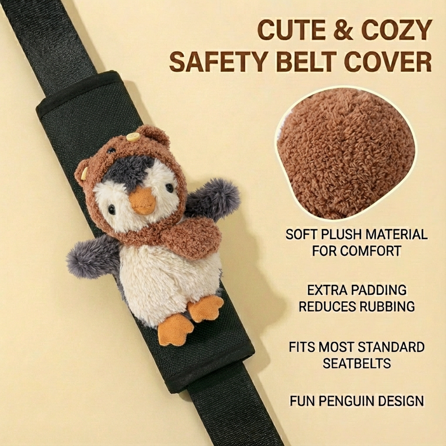 Joykey Cute Kawaii 2 PCS Penguin Seat Belt Cover Pad