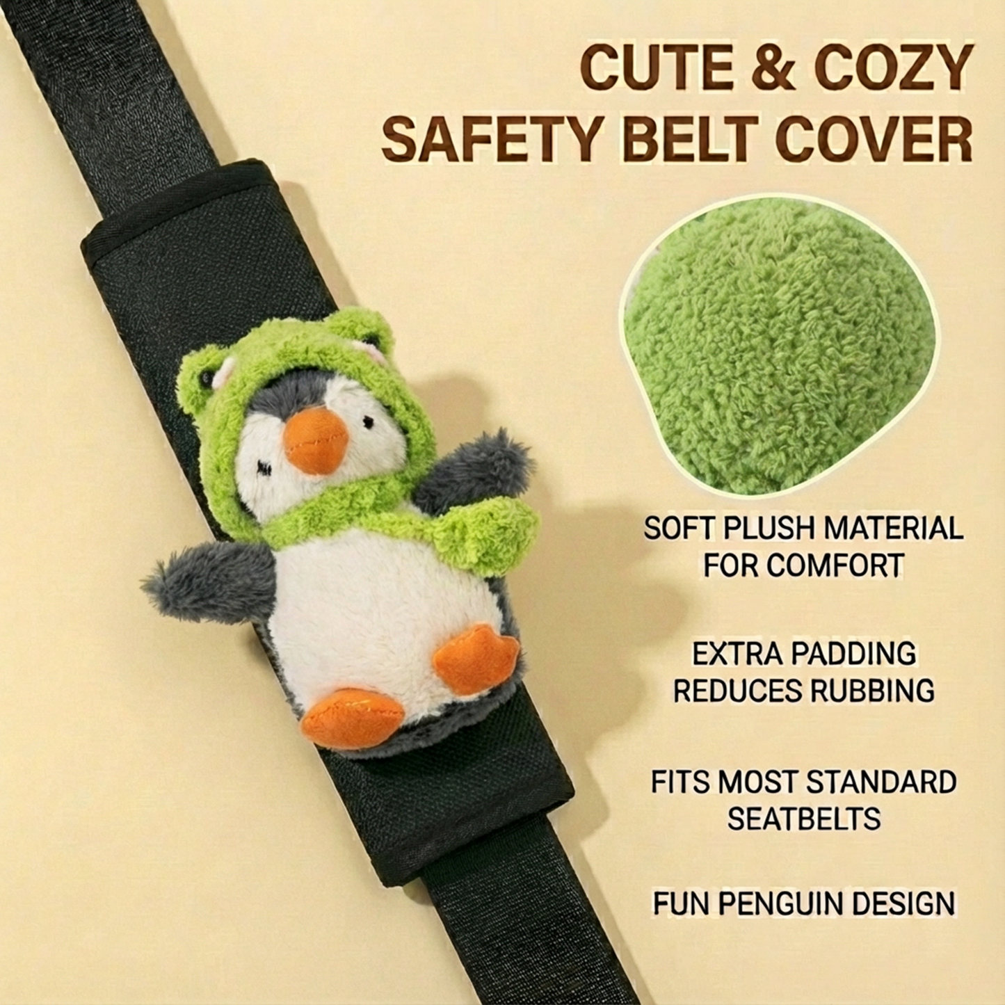 Joykey Cute Kawaii 2 PCS Penguin Seat Belt Cover Pad